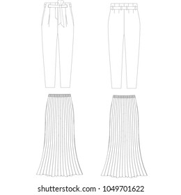 Technical sketch trousers skirt vector illustration 