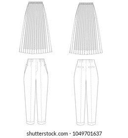 Technical sketch trousers skirt vector illustration 