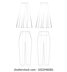 Technical sketch trousers skirt vector illustration 