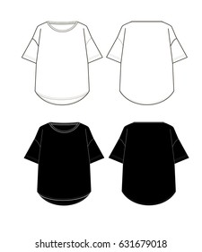 technical  sketch  of t-shirts back and front