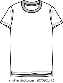 Technical sketch Unisex t shirt - T shirt vector template, Men T-Shirt Mockup Template Vector, 
T Shirt Design, Flat Sketch Template. You can use it as a base in your collection.