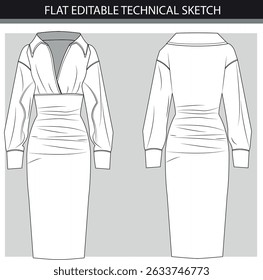 Technical Sketch of a Women's Dress (Front and Back Views)