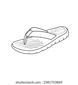 Technical sketch of women's non-slip casual arch support flip flops comfortable summer beach sandals line art. flat sketch vector. Isolated on a white background