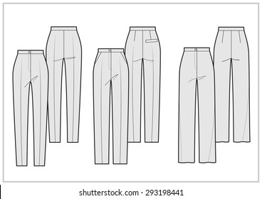 Technical sketch women's pants