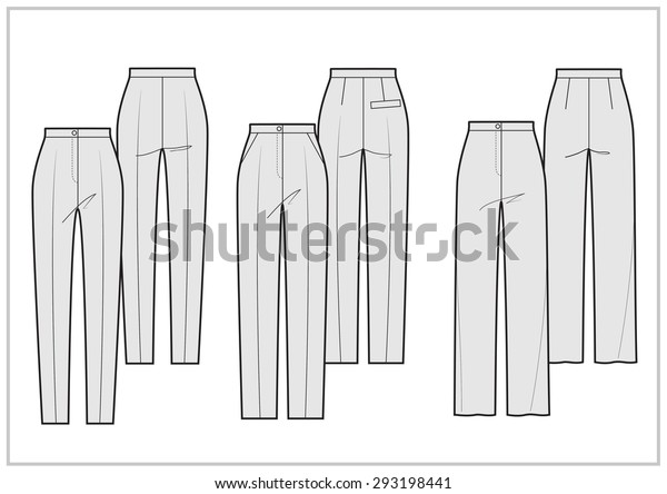 Technical Sketch Womens Pants Stock Vector (Royalty Free) 293198441