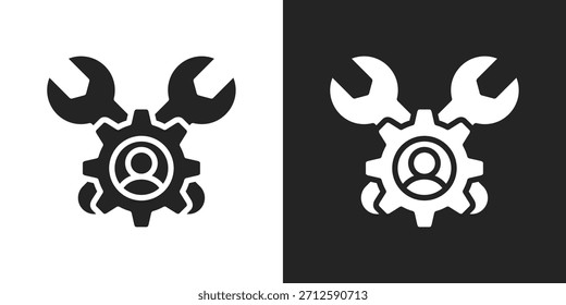 Icono De Habilidades Técnicas En Estilo Glifo Blanco Y Negro