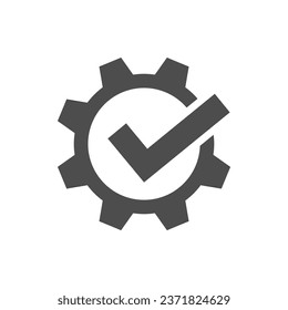 Technical specifications conformity graphic icon. Gear with check mark isolated sign on white background. Vector illustration