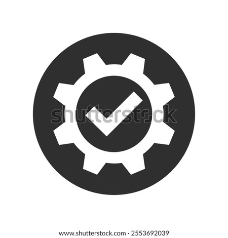 Technical specifications conformity graphic icon. Gear with check mark isolated sign on white background. Vector illustration