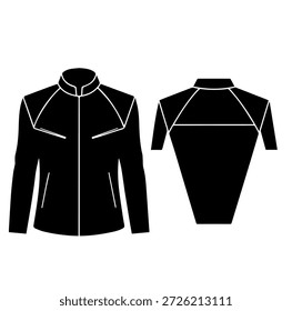 Technical sports jacket with stand collar fashion silhouette vector illustration for activewear athletic clothing and outdoor performance gear design