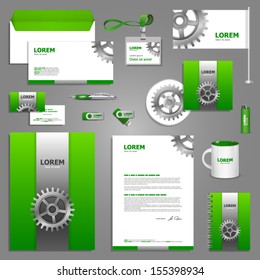 Technical stationery template design with cog. Documentation for business.