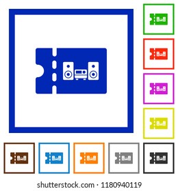 Technical store discount coupon flat color icons in square frames on white background