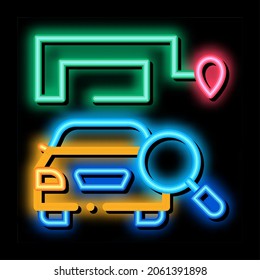technical study of machine neon light sign vector. Glowing bright icon technical study of machine sign. transparent symbol illustration