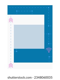 Technical styled frame brochure element design. Lines and arrows. Vector illustration with empty copy space for text. Editable shape for poster decoration. Creative and customizable frame