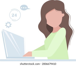 Technical support, 24 7 service, customer care, stock vector illustration in flat style