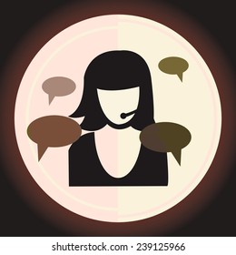 Technical support call center concept icon or stamp