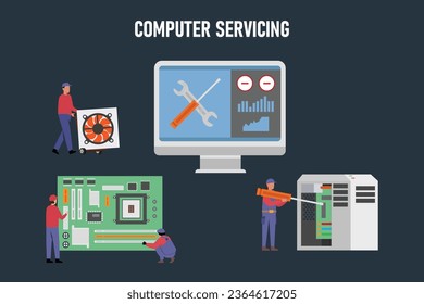 Technical support - computer networking service 2d vector illustration concept for banner, website, landing page, flyer, etc