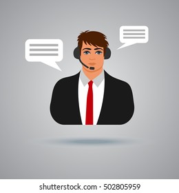 technical support concept, call center, vector illustration