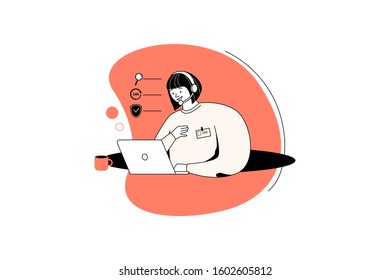 Technical Support concept with character. Can use for web banner, mobile app, hero images. Flat vector illustration on white background.