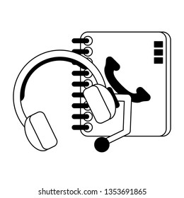 Technical support and customer service black and white