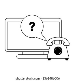 Technical support and customer service black and white