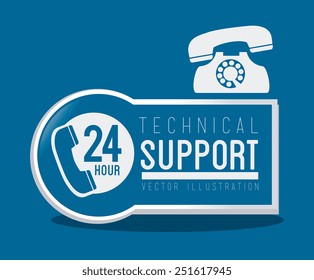 Technical support design over blue background, vector illustration.