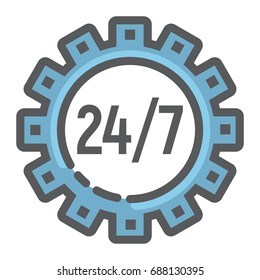 Technical support filled outline icon, seo and development, gear sign vector graphics, a colorful line pattern on a white background, eps 10.