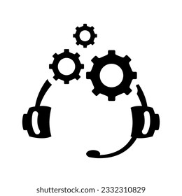 Technical Support Flat Black Icon Isolate On White Background Vector Illustration | Seo Icons