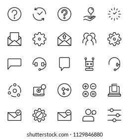 Technical support flat icon set. Single high quality outline symbol of info for web design or mobile app. Thin line signs for design logo, visit card, etc. Outline logo of technical support