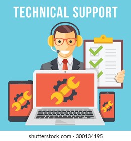 Technical support flat illustration concept. Modern flat design concepts for web banners, web sites, printed materials, infographics. Creative vector illustration