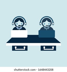 Technical support flat illustration. Man with icons