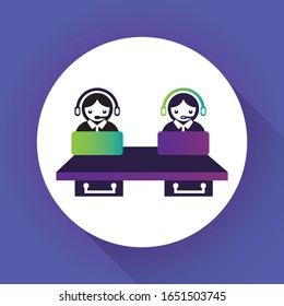 Technical support flat illustration. Man with icons