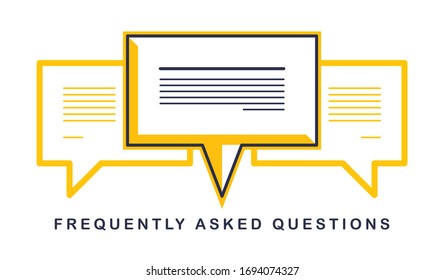 Technical support and frequently asked questions FAQ vector design element isolated on white, speech bubbles concept.