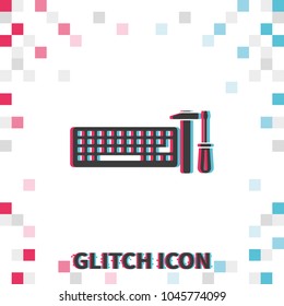 Technical support  glitch effect vector icon.