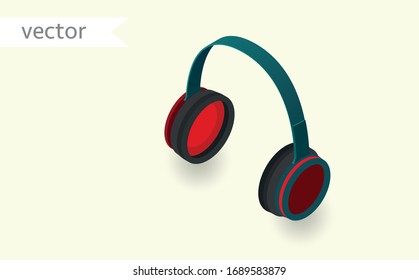 technical support, headphones microphone, operator isometric flat icon. 3d vector colorful illustration. Pictogram isolated on white background