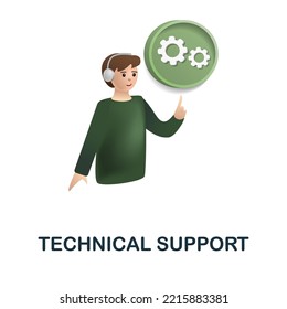 Technical Support icon. 3d illustration from customer support collection. Creative Technical Support 3d icon for web design, templates, infographics and more