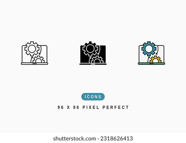 Technical Support Icon. Computer Help Service Symbol Stock Illustration. Vector Line Icons For UI Web Design And Presentation