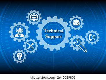 Technical support icon. Customer help. Tech support. Customer service, Business and technology concept. Vector illustration.