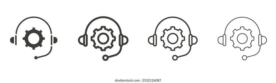 Technical support icon in fill and three stroke sizes