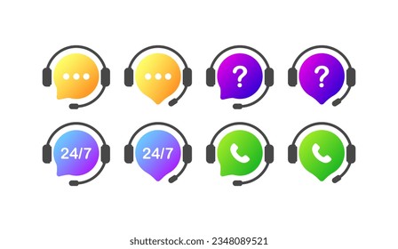 Symbol für technischen Support. Flat, Farbe, technischer Support rund um die Uhr 247. Vektorsymbole