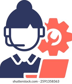 Technical Support Icon Glyph Color Vector Illustration