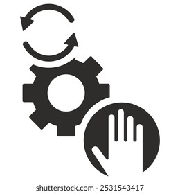 Icono de la Asistencia técnica, símbolo de la mano, Ilustración vectorial plana sobre fondo blanco