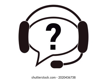Icono de asistencia técnica con auriculares, micrófono y un signo de interrogación.