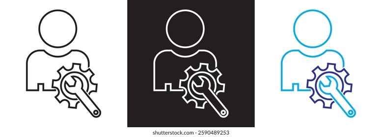 Technical support icon . Icons related to technical, setup,  business. Isolated on white and black background. Vector illustration. EPS 10  