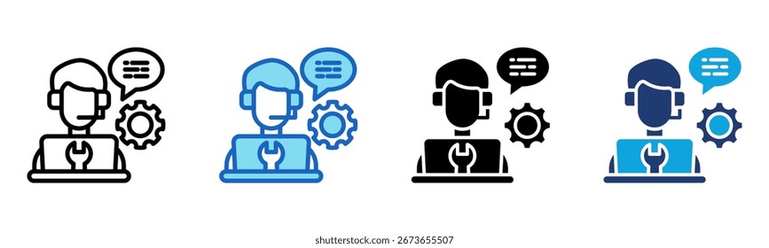 Technical Support icon Multi Style Vector Illustration