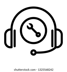 technical support icon, outline black style, seo and business illustration