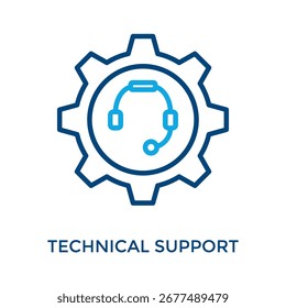 Estilo De Cor Do Contorno Do Ícone Do Suporte Técnico. Ilustração De Vetor Para Design Gráfico