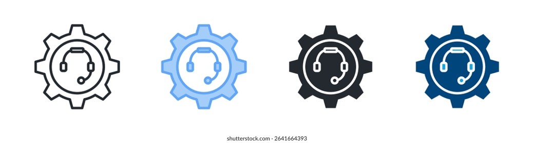 Technical Support Icon Set Multiple Style. Design In Outline, Blue, Glyph, Dualtone