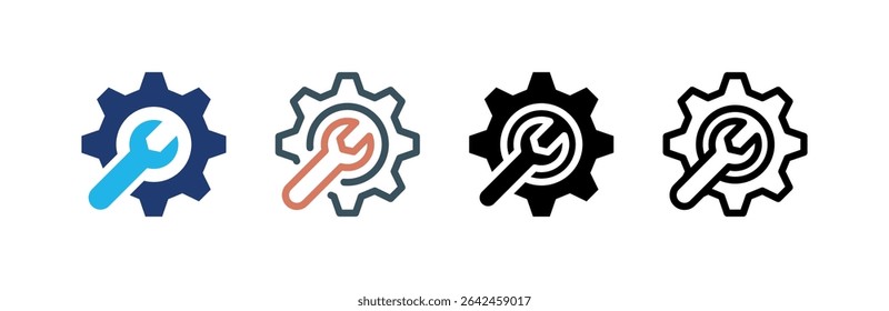 Technical Support icon set multiple style collection. Vector illustration.