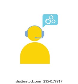 Technical support icon. Tools, operator, smartphone. Digital gadgets concept. Can be used for topics like online help, call center, customer service, Call center, online customer support, Contact Us