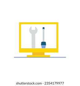 Technical support icon. Tools, operator, smartphone. Digital gadgets concept. Can be used for topics like online help, call center, customer service, Call center, online customer support, Contact Us